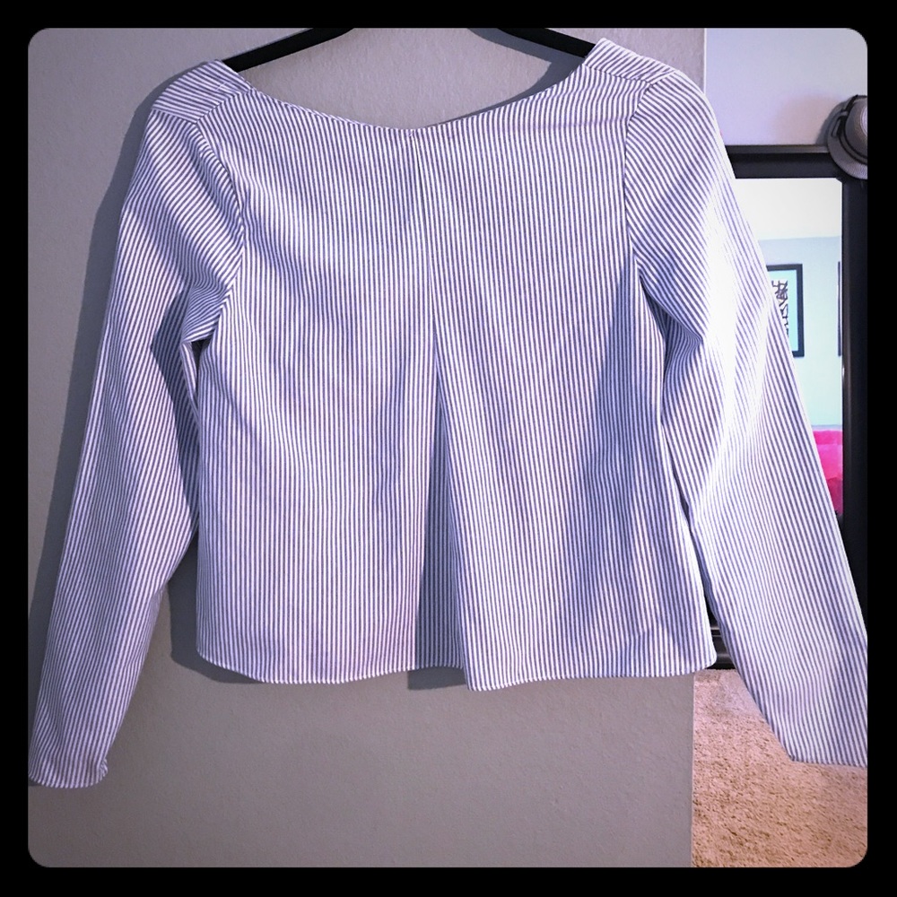Zara Striped blue/white Cropped A Line Top